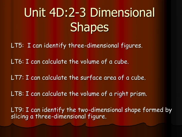 Unit 4D:2-3 Dimensional Shapes
