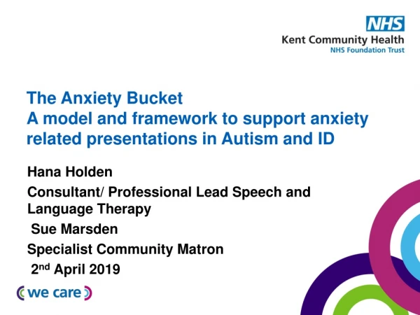 The Anxiety Bucket A model and framework to support anxiety related presentations in Autism and ID