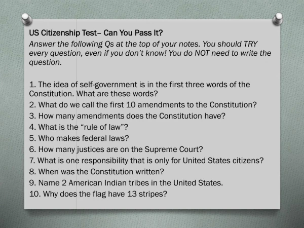 US Citizenship Test– Can You Pass It ?
