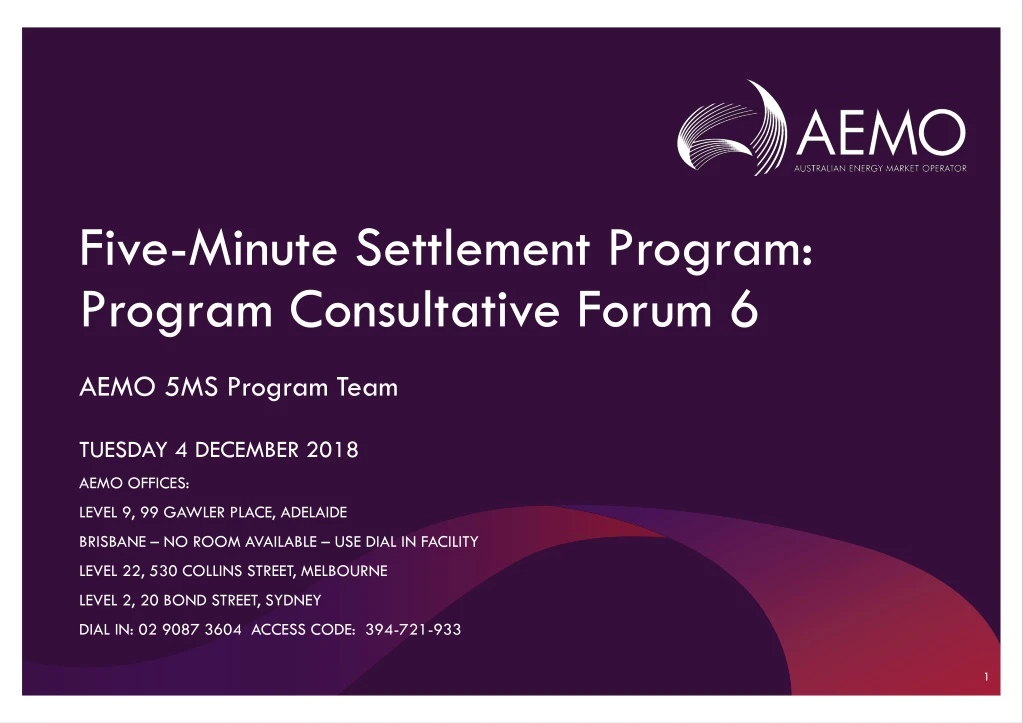 five minute settlement program program consultative forum 6