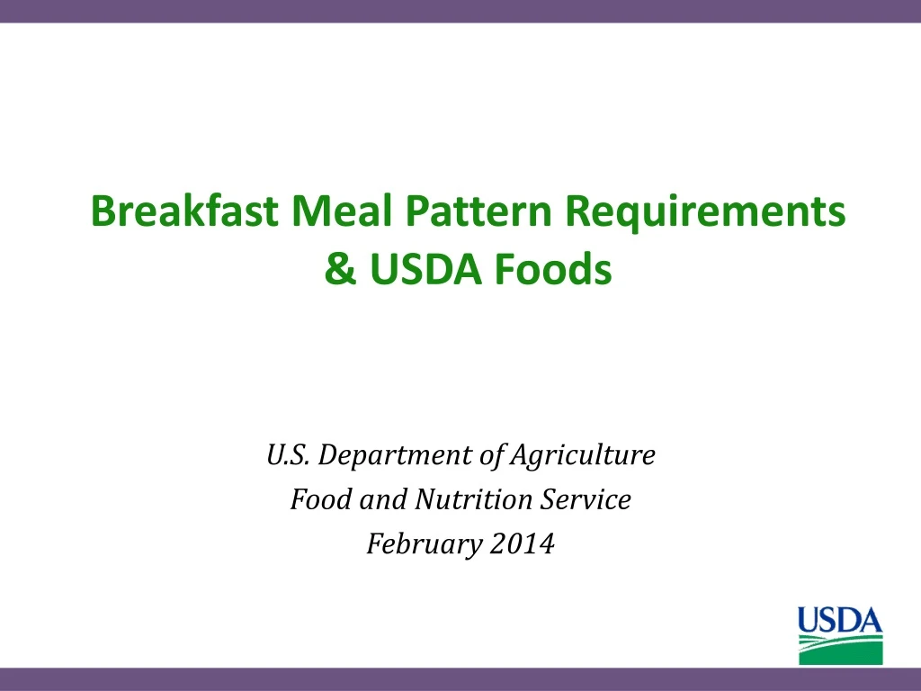 breakfast meal pattern requirements usda foods