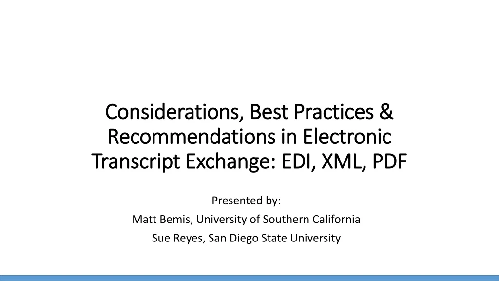 considerations best practices recommendations in electronic transcript exchange edi xml pdf