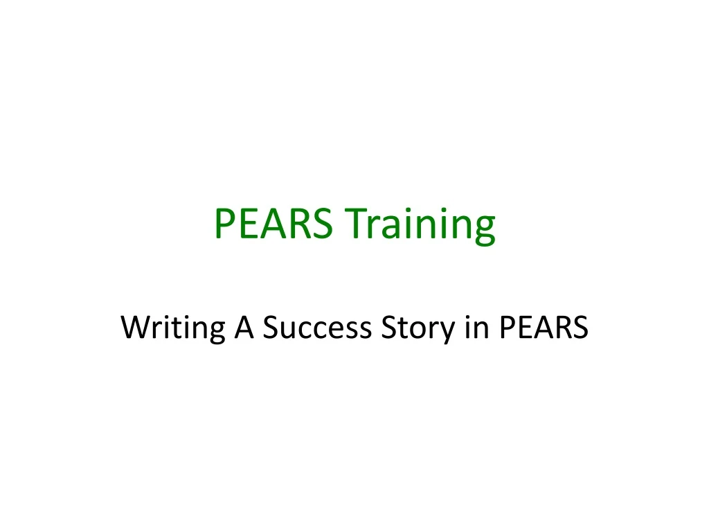 pears training