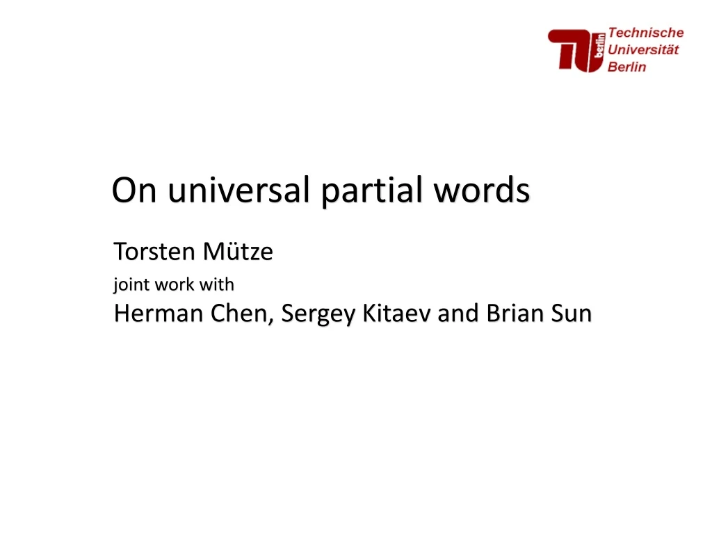 on universal partial words