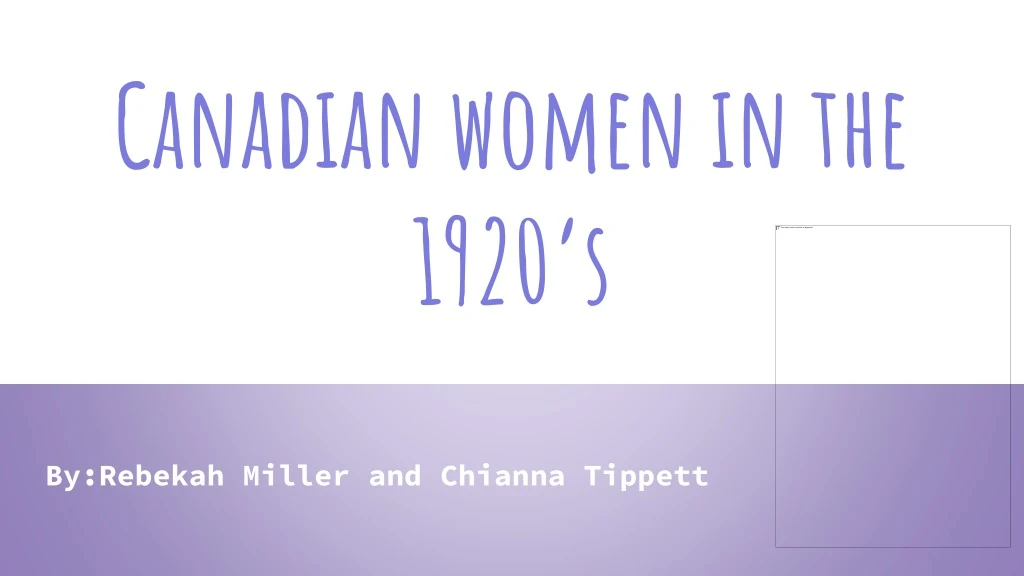 canadian women in the 1920 s
