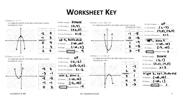 Worksheet Key