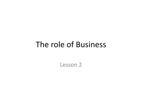 The role of Business