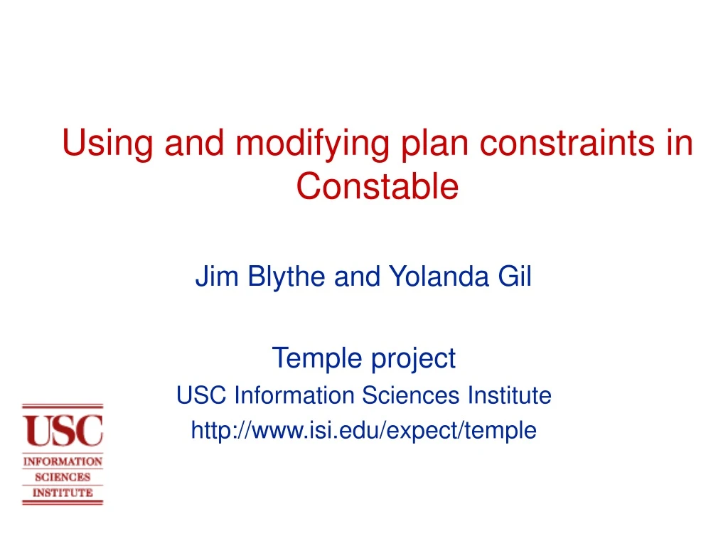 using and modifying plan constraints in constable