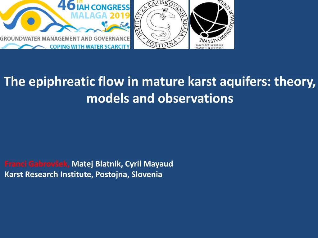 the epiphreatic flow in mature karst aquifers