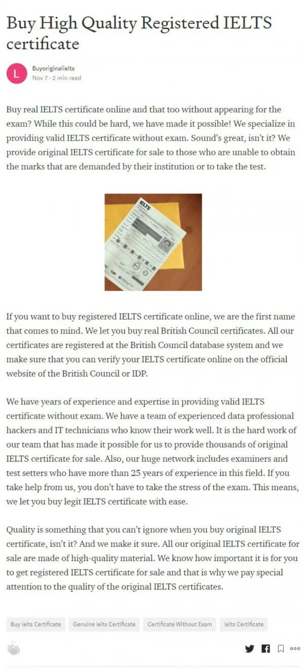 Buy High Quality Registered IELTS certificate
