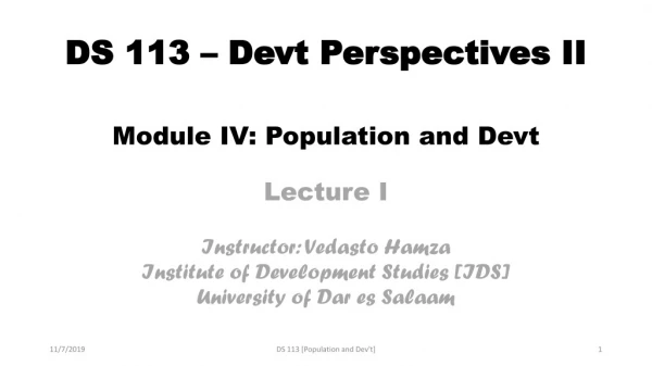 DS 113 – Devt Perspectives II
