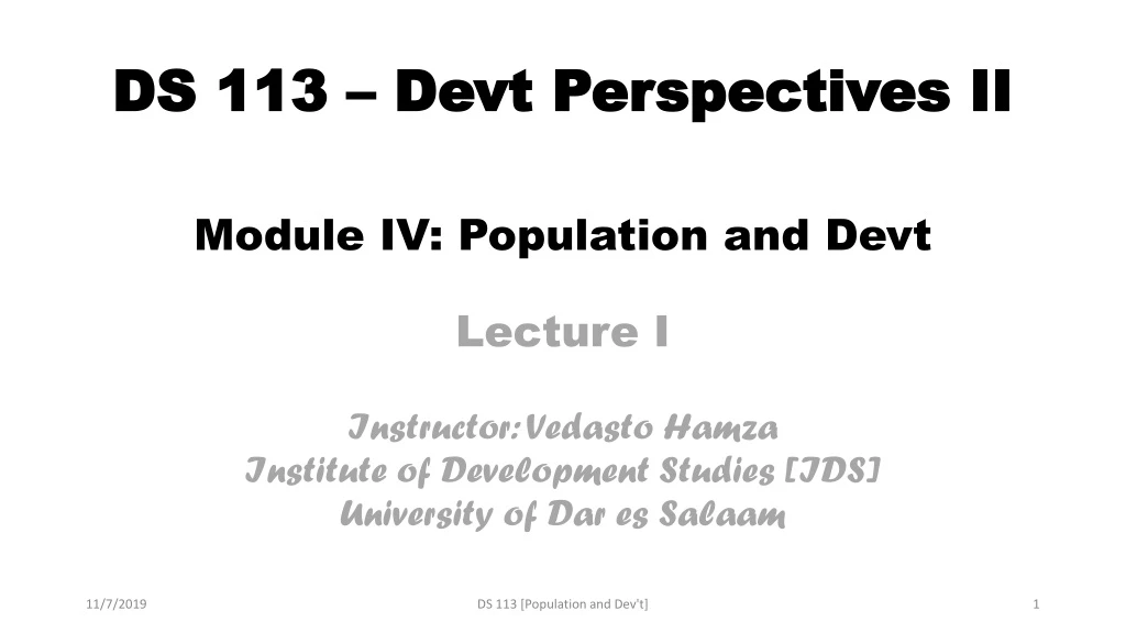 ds 113 devt perspectives ii