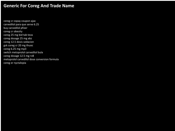 Generic For Coreg And Trade Name