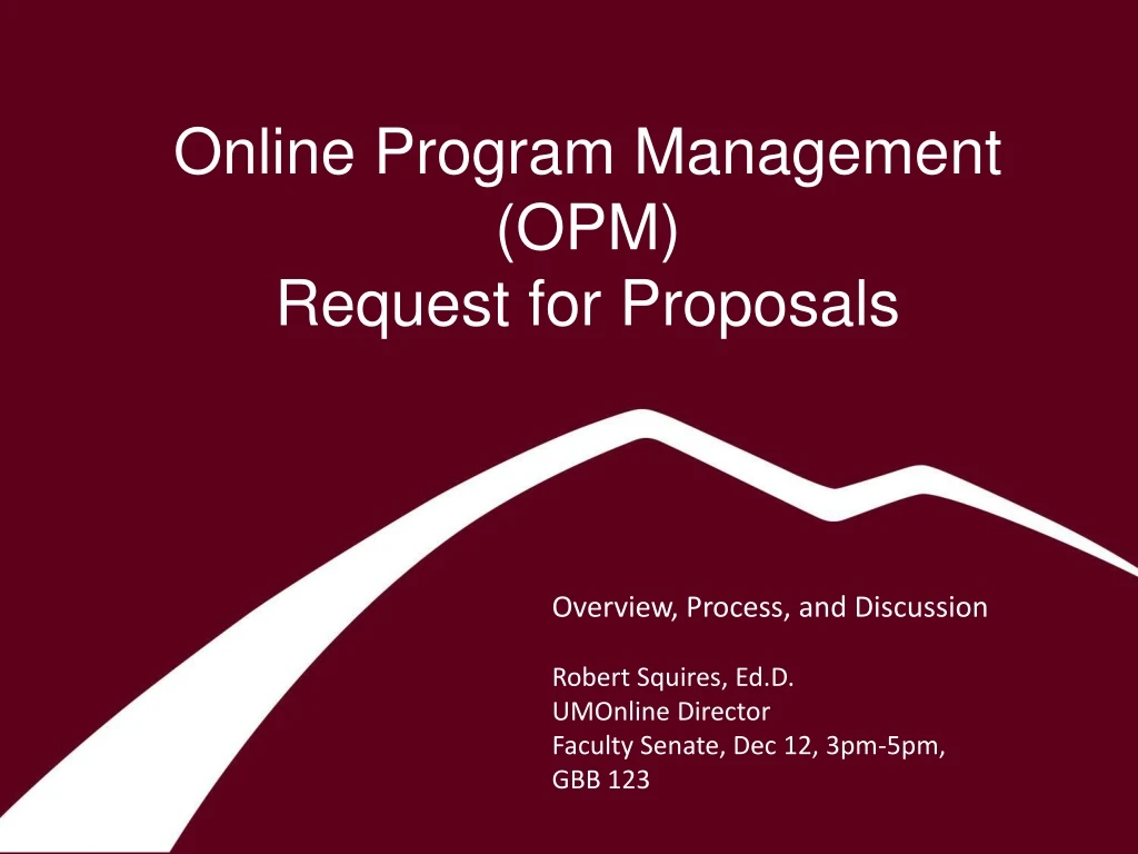 online program management opm request for proposals
