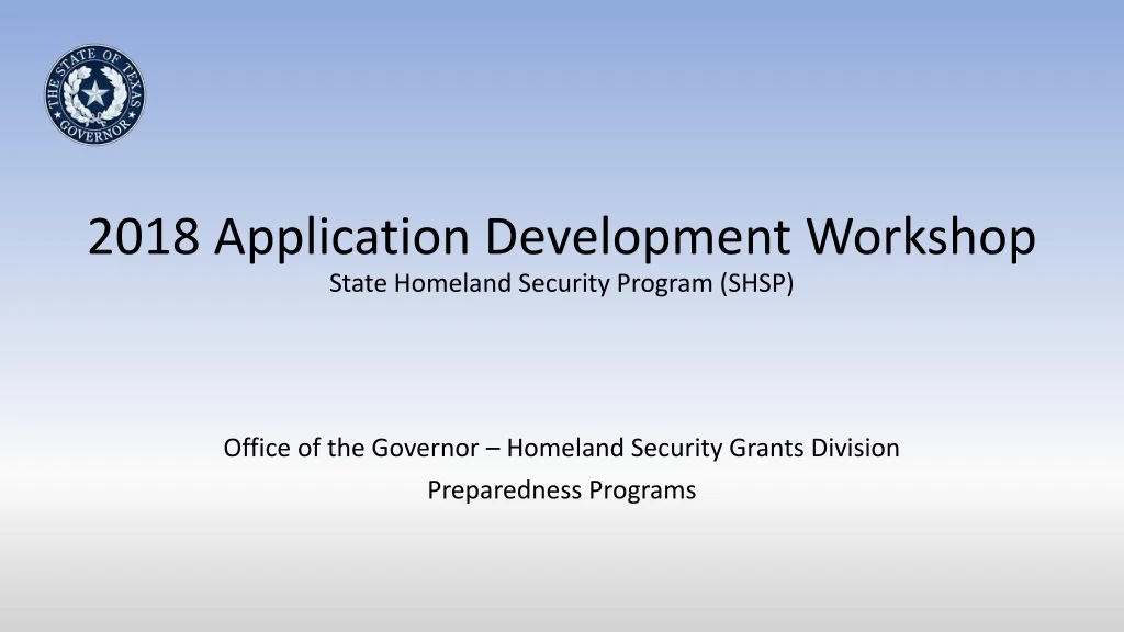 2018 application development workshop state homeland security program shsp