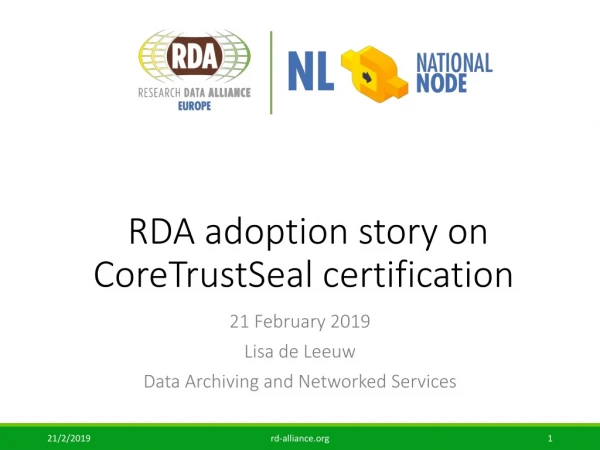 RDA adoption story on CoreTrustSeal certification