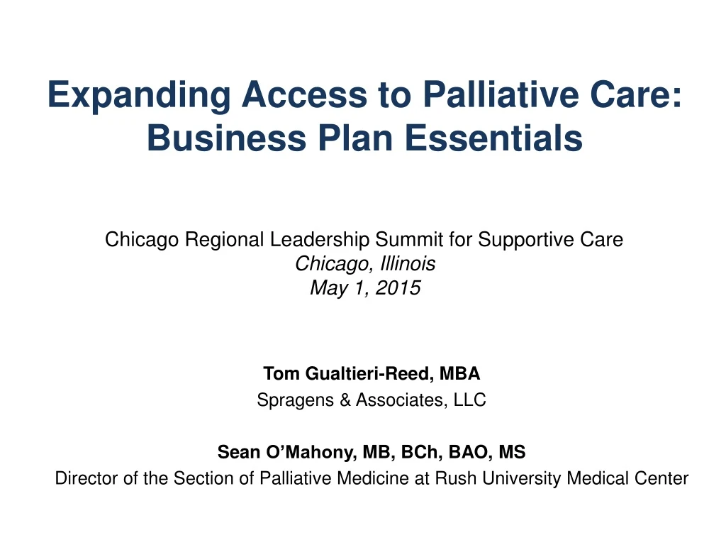 expanding access to palliative care business plan essentials