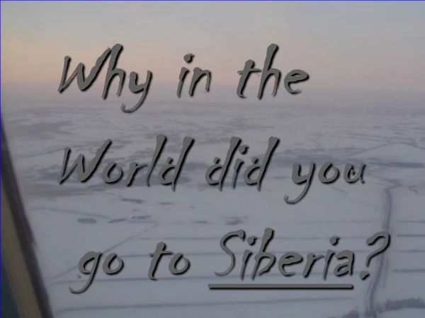 Why in the World did you go to Siberia ?