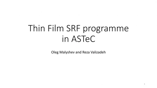 Thin Film SRF programme in ASTeC