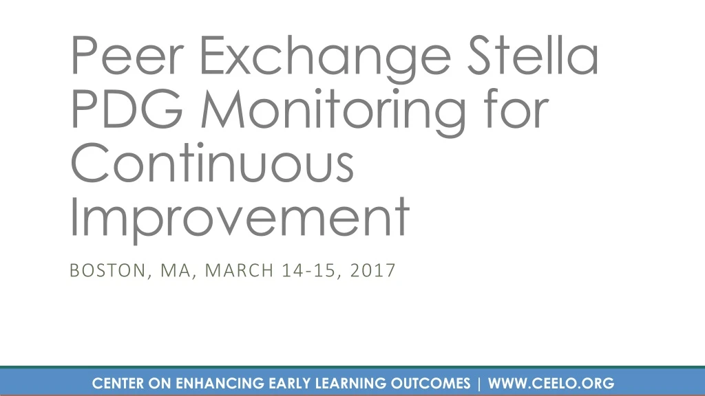 peer exchange stella pdg monitoring for continuous improvement