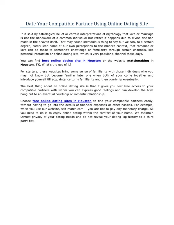 date your compatible partner using online dating