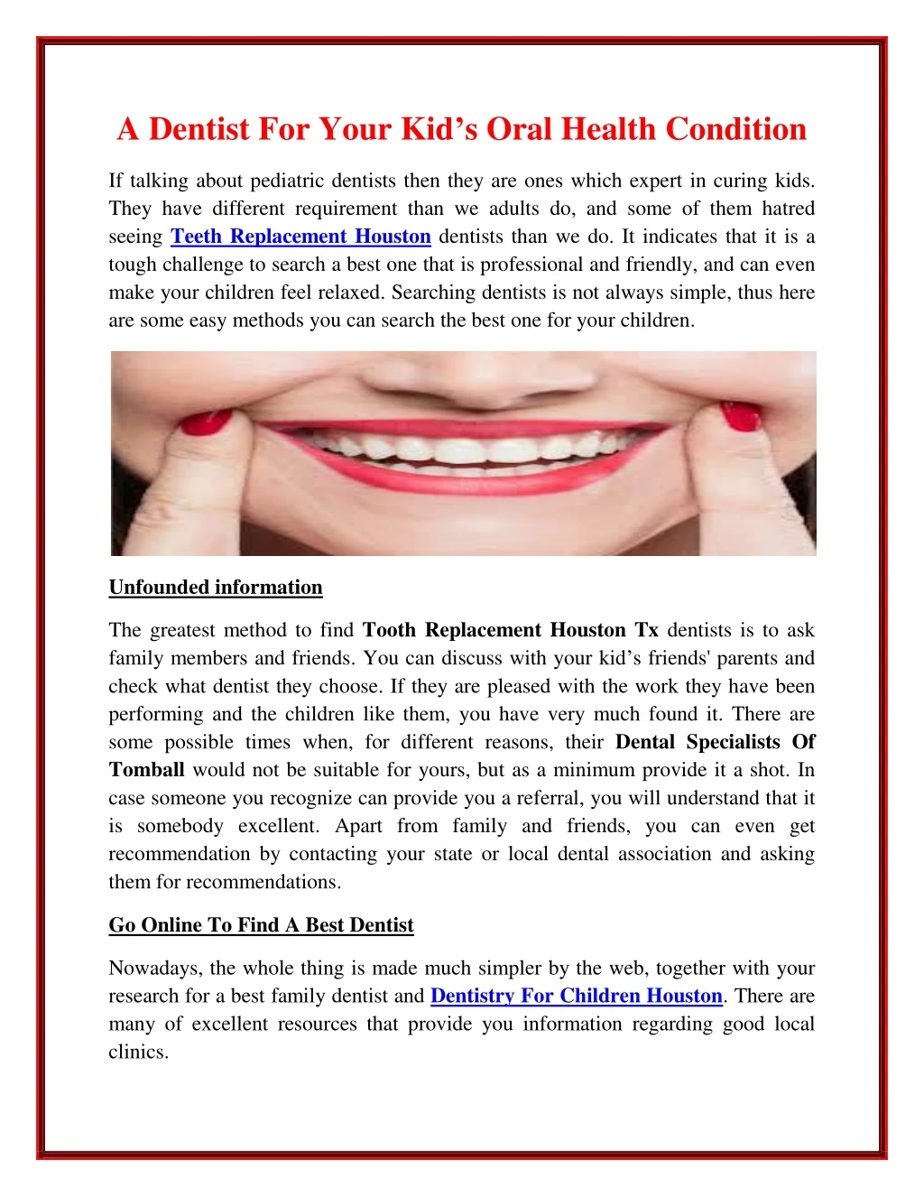 a dentist for your kid s oral health condition
