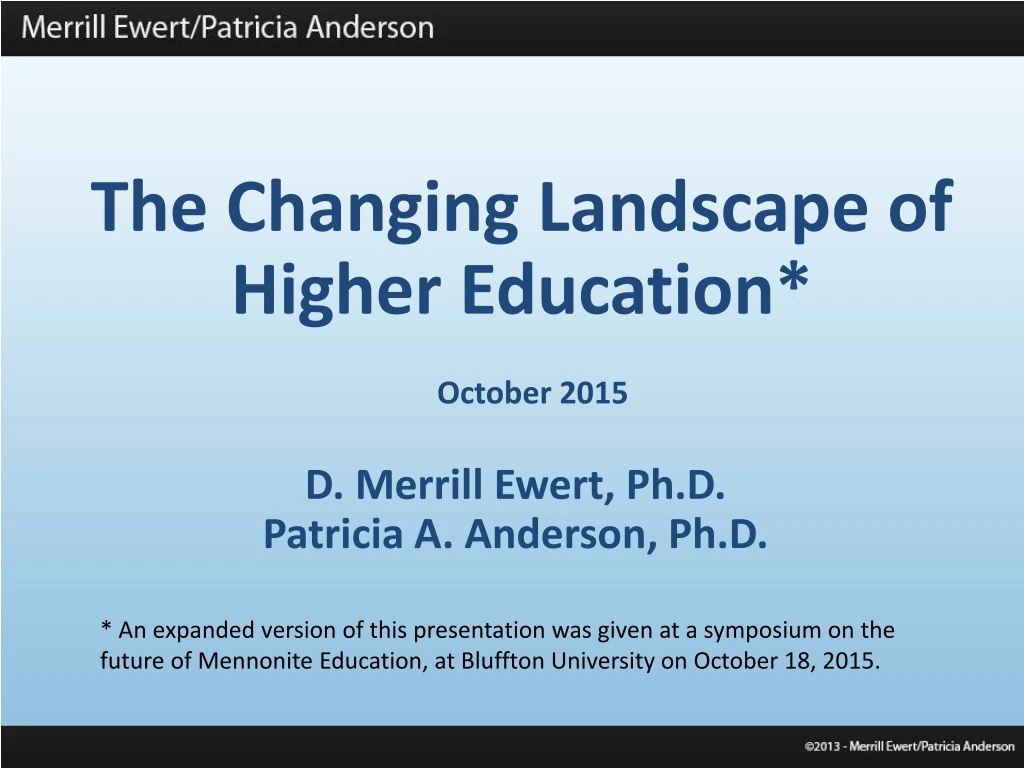 the changing landscape of higher education