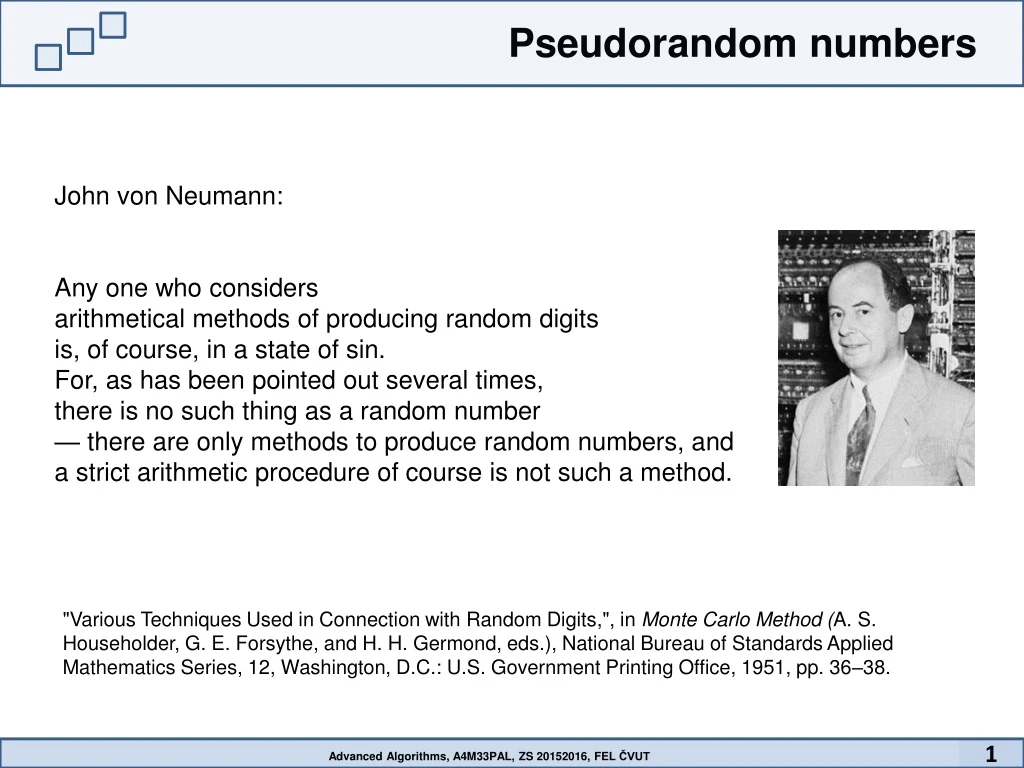 pseudorandom numbers