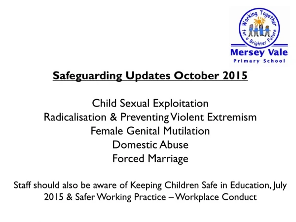 Safeguarding Updates October 2015 Child Sexual Exploitation