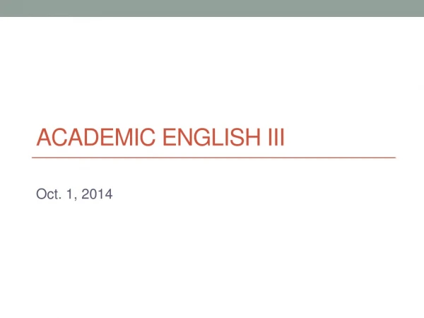 Academic English iii