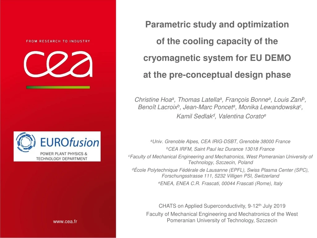 parametric study and optimization of the cooling