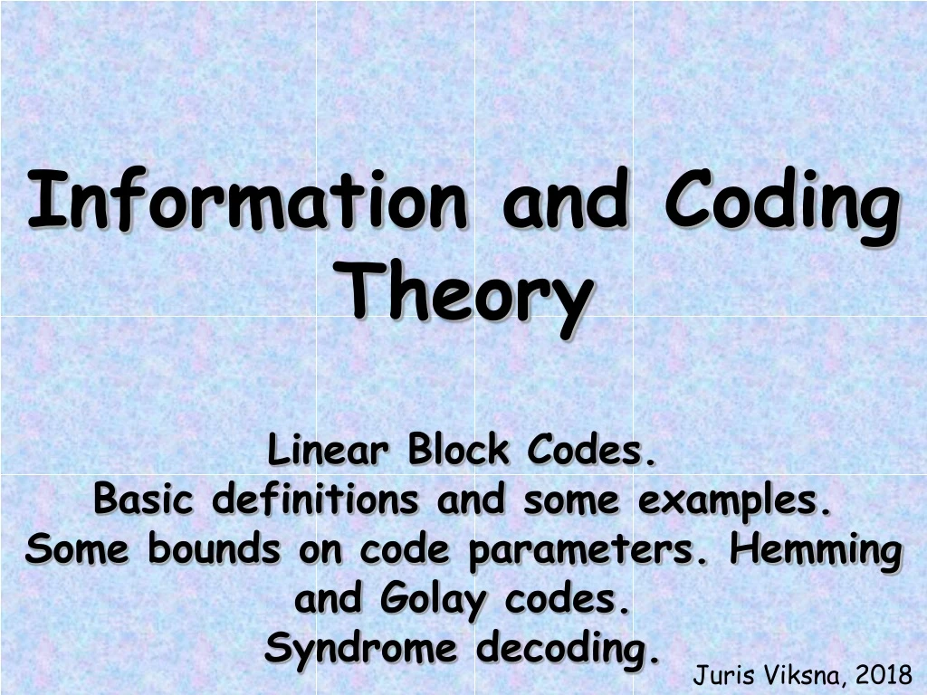 information and coding theory linear block codes