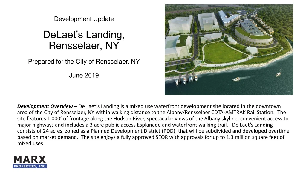 development update delaet s landing rensselaer ny prepared for the city of rensselaer ny june 2019