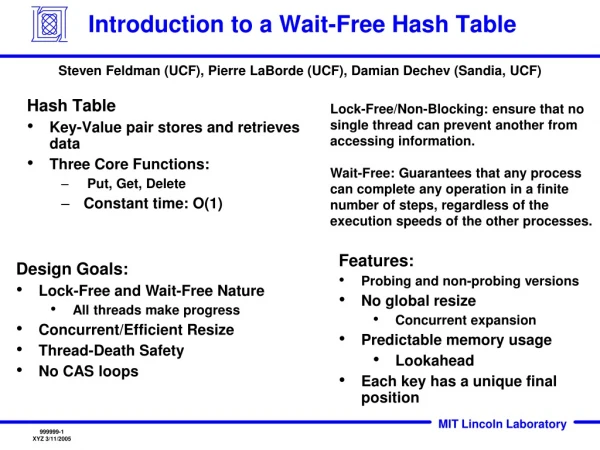 Introduction to a Wait-Free Hash Table