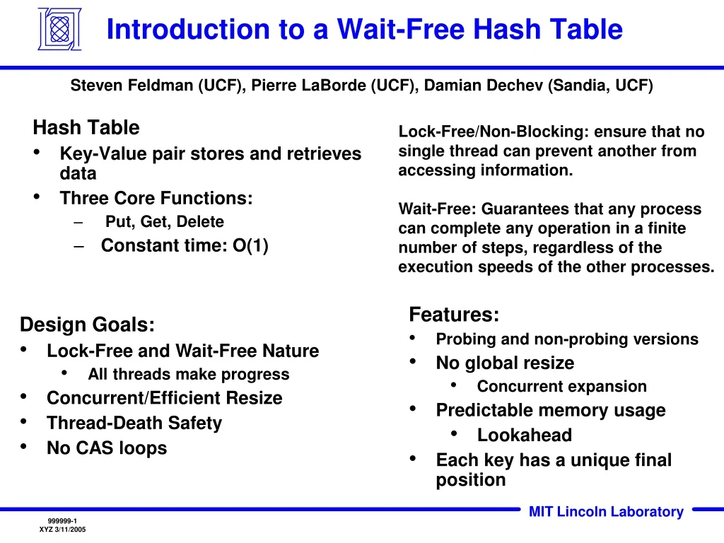 introduction to a wait free hash table