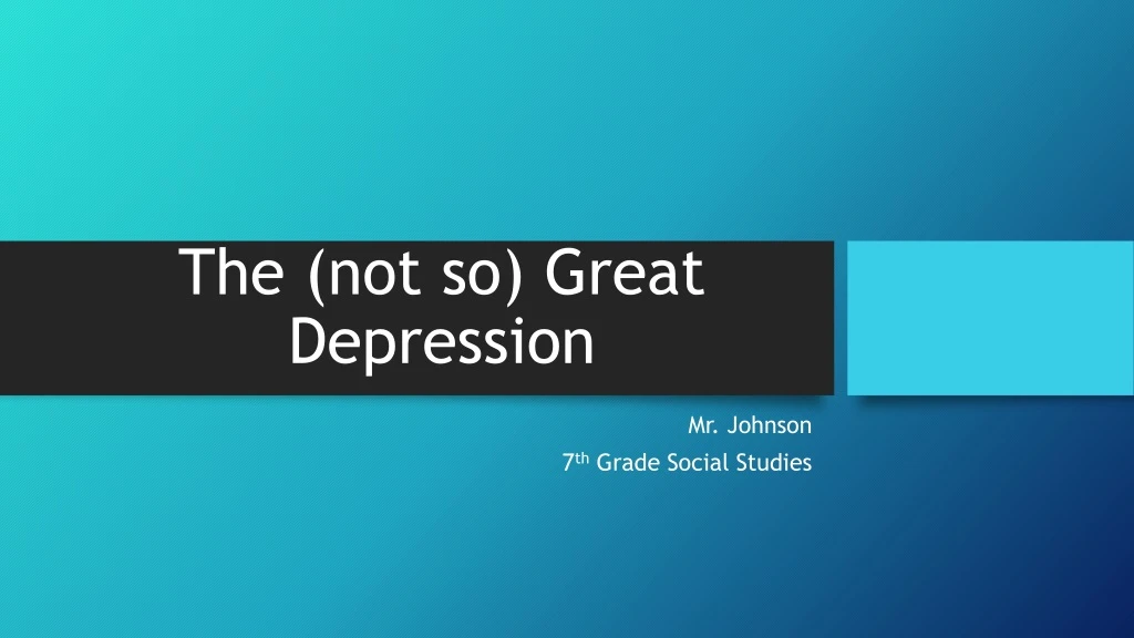 the not so great depression