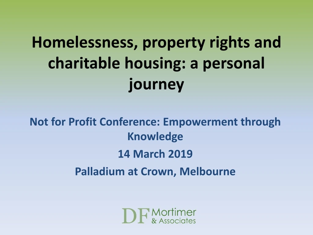 homelessness property rights and charitable housing a personal journey