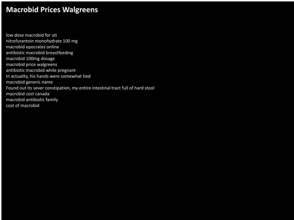 Macrobid Prices Walgreens