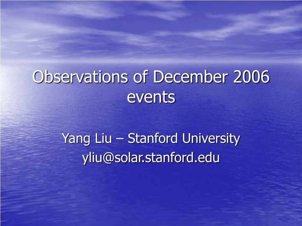 observations of december 2006 events