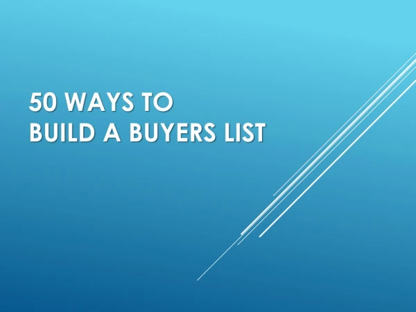 50 Ways to Build a Buyers List