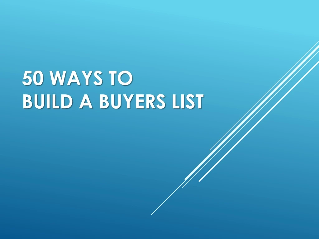 50 ways to build a buyers list