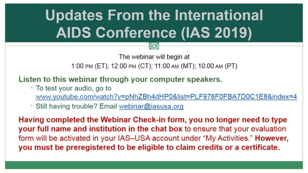 updates from the international aids conference ias 2019