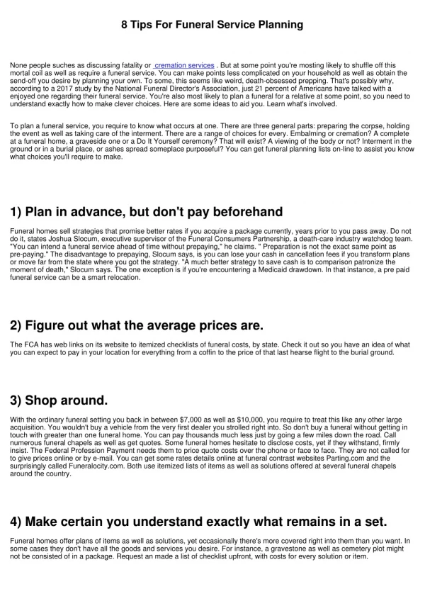 8 tips for funeral service planning