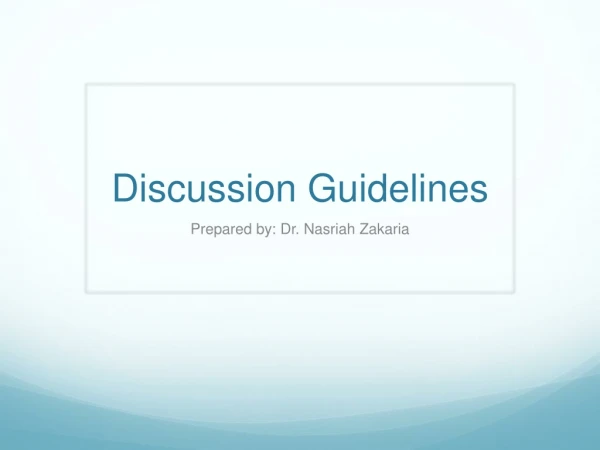 Discussion Guidelines
