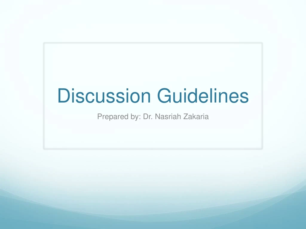 discussion guidelines