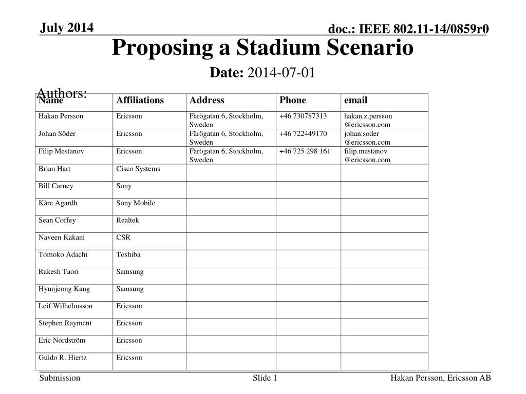 proposing a stadium scenario