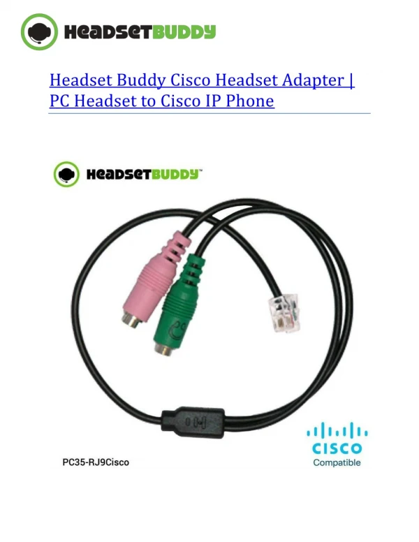 Headset Buddy Cisco Headset Adapter | PC Headset to Cisco IP Phone: Electronics
