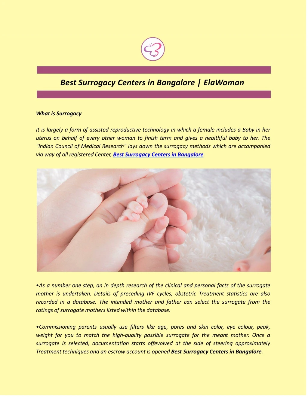 best surrogacy centers in bangalore elawoman