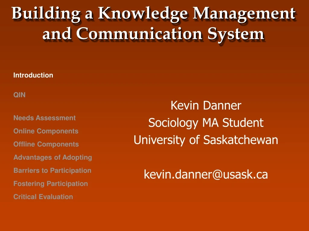 building a knowledge management and communication system