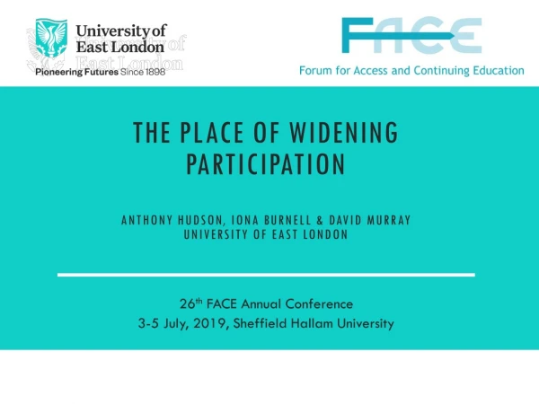 26 th FACE Annual Conference 3-5 July, 2019, Sheffield Hallam University